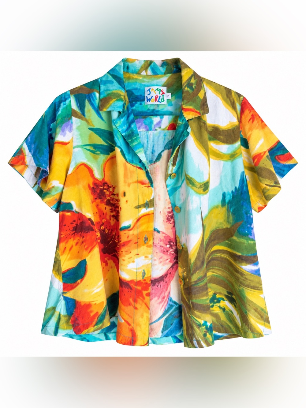 Jams World Floral Rayon Button Front Shirt Size Small